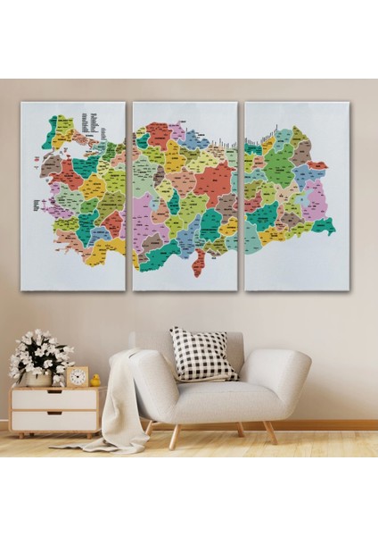 - Türkiye Haritası Kanvas Tablo Il ve Ilçeli Ayrıntılı Eğitici Dekoratif Tablo 3040 modelleri