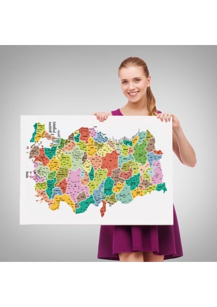 - Türkiye Haritası Kanvas Tablo Il ve Ilçeli Ayrıntılı Eğitici Dekoratif Tablo 3040 fırsatları