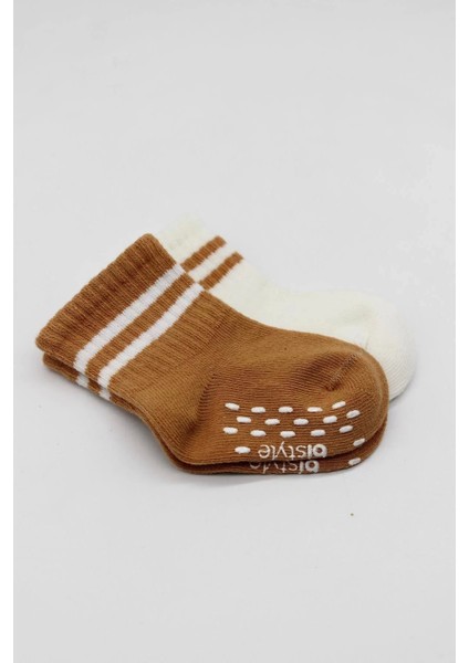 Çemberli Kaymaz Soket Çorap 2'li Ekru Hardal modelleri