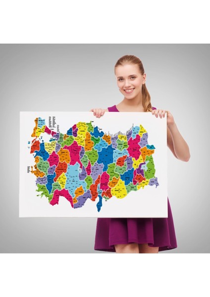 - Türkiye Haritası Kanvas Tablo Il ve Ilçeli Ayrıntılı Eğitici Dekoratif Tablo 3033 fırsatları