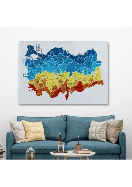 - Türkiye Haritası Kanvas Tablo Il ve Ilçeli Ayrıntılı Eğitici Dekoratif Tablo 3026