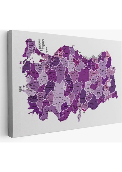 - Türkiye Haritası Kanvas Tablo Il ve Ilçeli Ayrıntılı Eğitici Dekoratif Tablo 3025 fiyatları