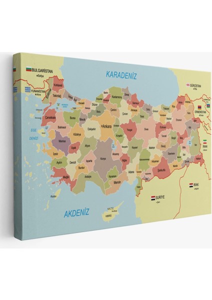 - Türkiye Haritası Kanvas Tablo Sınır Komşulu Eğitici Dekoratif Tablo 3101 fiyatları