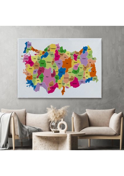- Türkiye Haritası Kanvas Tablo Eğitici ve Öretici Dekoratif Tablo Tablo 3120