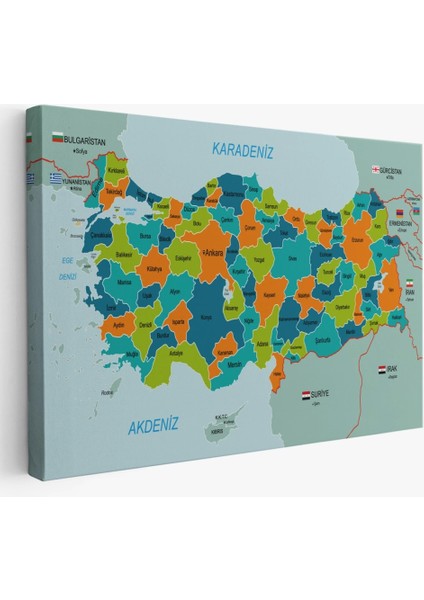 - Türkiye Haritası Kanvas Tablo Sınır Komşulu Eğitici Dekoratif Tablo 3099 fiyatları