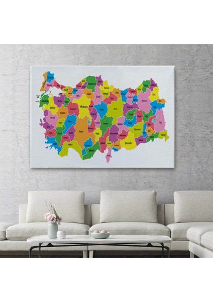 - Türkiye Haritası Kanvas Tablo Eğitici ve Öretici Dekoratif Tablo Tablo 3113