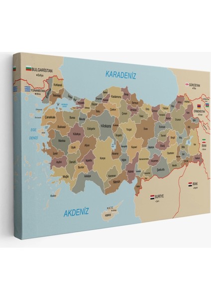 - Türkiye Haritası Kanvas Tablo Sınır Komşulu Eğitici Dekoratif Tablo 3106 fiyatları