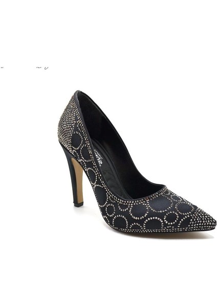 23110565Y Taşlı Saten Stiletto Kadın Abiye Ayakkabı