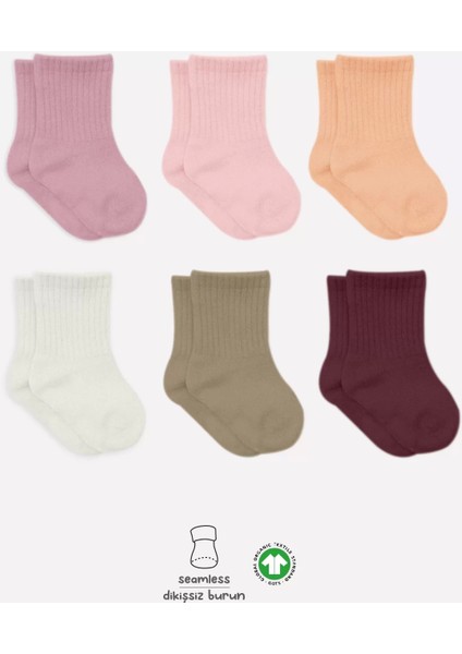 Mix Penye Soket Çorap 6'lı BS10101M Gül Kurusu
