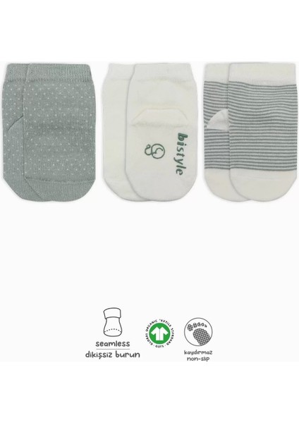 Puanlı Kaymaz Penye Soket Çorap 3'lü BS10108 Nil