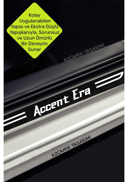 Accent Era Yazılı Karbon Kapı Eşiği Hyundai Accent Era Için Siyah Dekoratif 2 Ön 2 Arka Kapı Koruyucu Set Hyundai Accent Era fırsatları