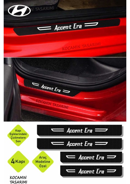 Accent Era Yazılı Karbon Kapı Eşiği Hyundai Accent Era Için Siyah Dekoratif 2 Ön 2 Arka Kapı Koruyucu Set Hyundai Accent Era indirimleri