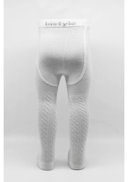Tekli Zikzak Kabartma Penye Külotlu Çorap BS50108 Beyaz modelleri