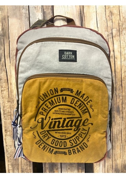 Vintage Salaş Yıkama Kumaş Disayn Günlük Gezi Okul Sırt Çantası 30cmX40cm