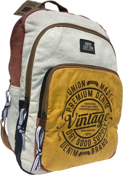 Vintage Salaş Yıkama Kumaş Disayn Günlük Gezi Okul Sırt Çantası 30cmX40cm fiyatları