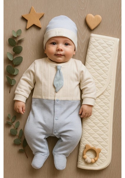 Battaniyeli Tulumlu Erkek Bebek Set %100 Pamuk