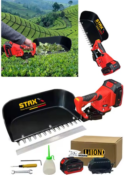Titanyum Bıçaklı X2 Çift 21000WH Lityum Akülü Çay Hasat Makinesi Çay Kesme Yolma Toplama Makinesi
