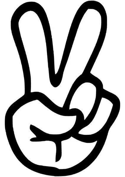 Barış Işareti Peace Oto Özel Yeni Sticker Siyah 25 x 37 cm