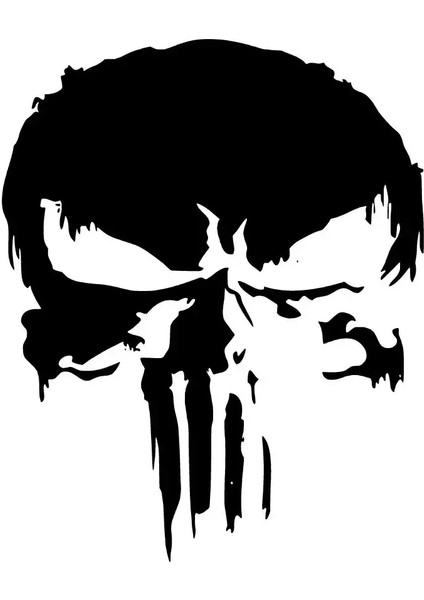 Alevli Punisher Oto Özel Yeni Sticker Siyah 25 x 30 cm