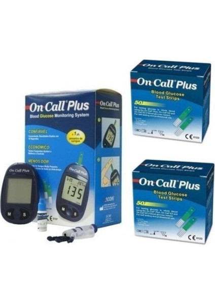 Plus Seker Ölçüm Cihazı 100 Strip (2 Kutu) Şeker Ölçüm Çubuğu (Lanset Hediye)