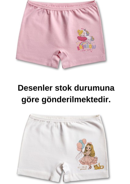 %95 Pamuklu Kız Çocuk Süprem Penye Boxer Külot Iç Çamaşır 6lı Set