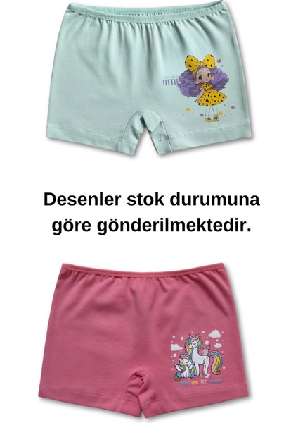 %95 Pamuklu Kız Çocuk Süprem Penye Boxer Külot Iç Çamaşır 6lı Set