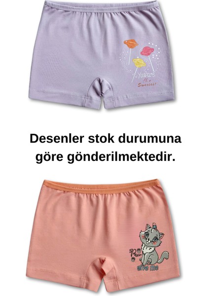 %95 Pamuklu Kız Çocuk Süprem Penye Boxer Külot Iç Çamaşır 6lı Set