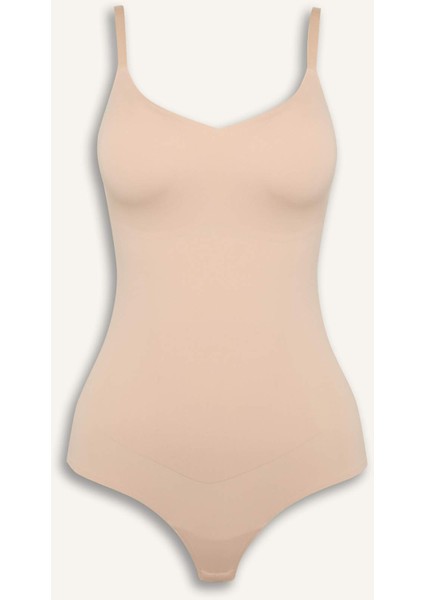 Çıkarılabilir Pedli Ten Rengi Bodysuit Korse-Fall in Love E4743AX25SM