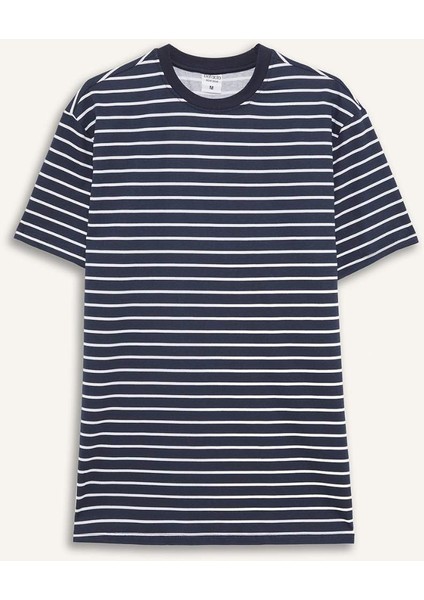 Pijama Takımı Regular Fit Çizgili Kısa Kollu Üst Uzun Alt E0514AX25SM