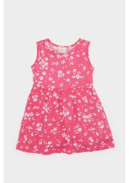 Kız Bebek Çiçek Desenli Kolsuz Elbise C0074A525HS