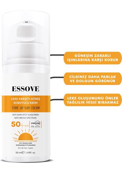 Güneş Kremi Leke Karşıtı Nemlendirici 50ML 50+Spf