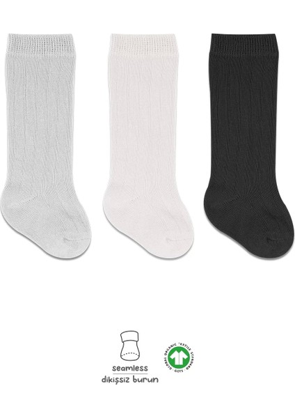 Bistyle Derby Dizaltı Çorap 3'lü BS40101 Ekru Gri Siyah