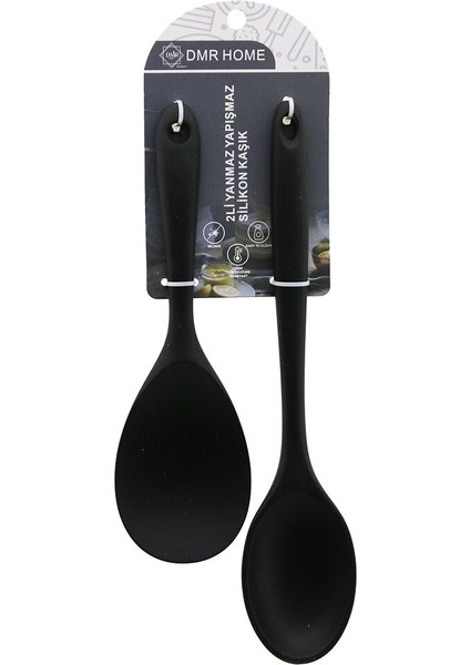 2pcs Silikon Kaşık Set Geniş Ağız= 6.6x9.5cm--22.5cm Dar Ağız= 5.8X8CM--27.5CM (4457)