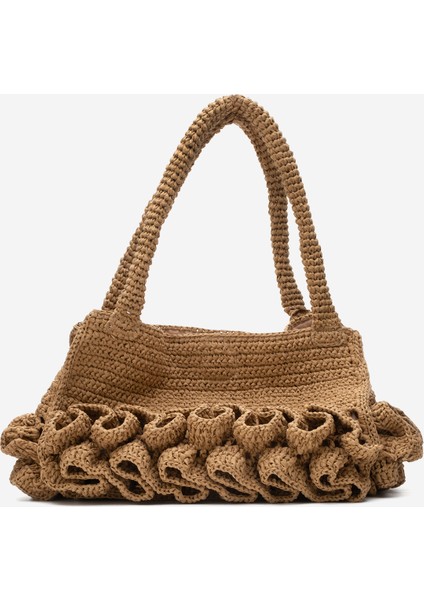 Kadın Hasır El Yapımı Şık Omuz Çantası Zy 25007 Keten