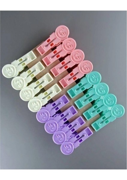 Gülen Yüz Tasarımlı Renkli Mandal 18'li