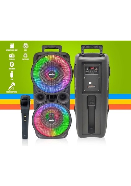 Gts - 1569 Bluetooth Speaker Kablosuz Hoparlör LED Işıklı Fm Radyolu Sd Kart ve USB Girişli Şarjlı Hoparlör fiyatları