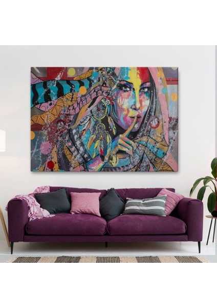 - Koruyucu Kız Portresi Yağlıboya Görünüm Dekoratif Kanvas Duvar TABLOSU-3469