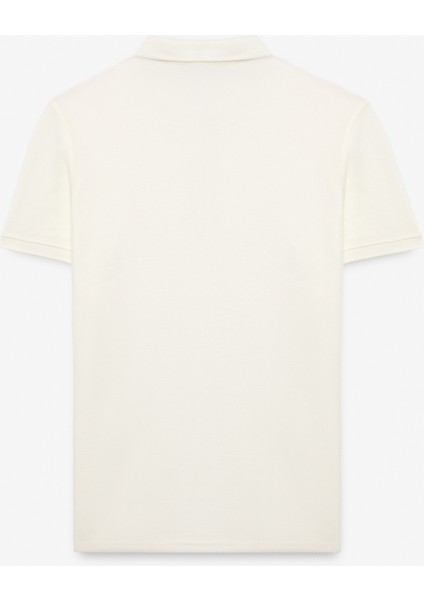 Flexore Erkek %100 Pamuk Kısa Kollu Regular Fit Ekru Polo Yaka T-Shirt