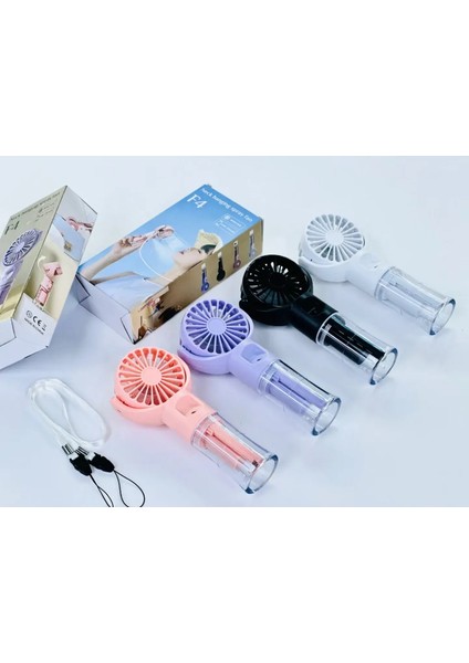 F4 Buharlı El Fanı USB Şarjlı, Sprey Özellikli, Ultra Hafif