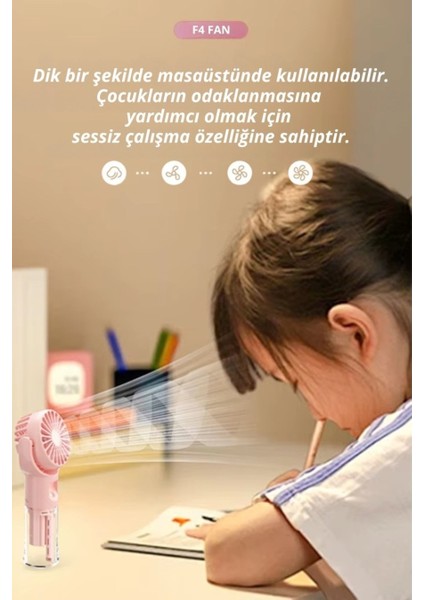 F4 Buharlı El Fanı USB Şarjlı, Sprey Özellikli, Ultra Hafif fiyatları