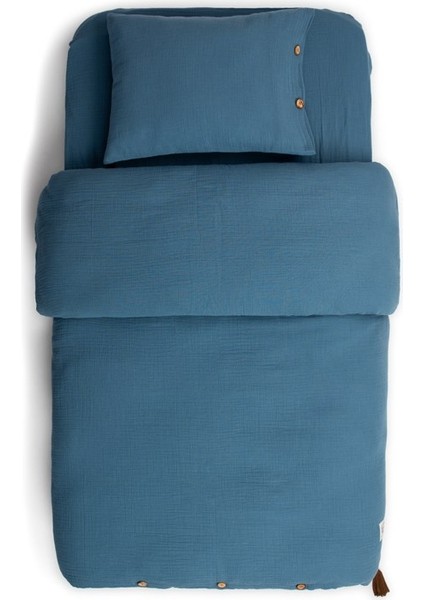 Muslin 2'li Nevresim Seti - Province - Petrol - 100 x 150 cm