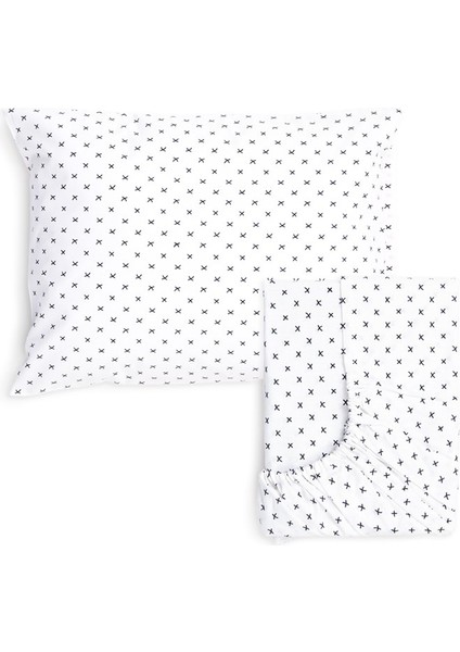 Çarşaf & Yastık Kılıfı Seti - Cross - Beyaz - 60 x 120 cm