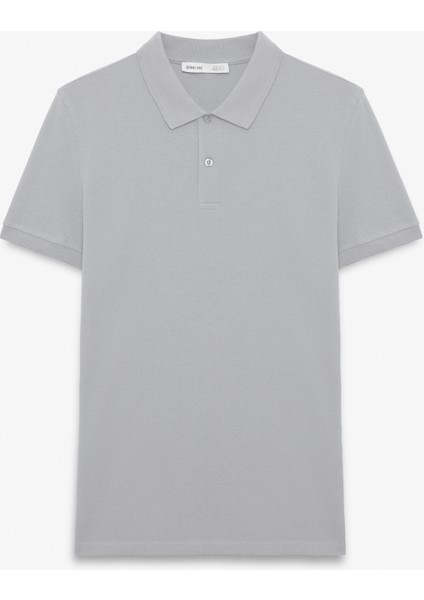 Skyloom Erkek %100 Pamuk Kısa Kollu Regular Fit Gri Polo Yaka T-Shirt
