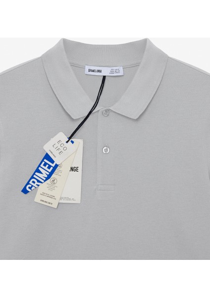 Skyloom Erkek %100 Pamuk Kısa Kollu Regular Fit Gri Polo Yaka T-Shirt