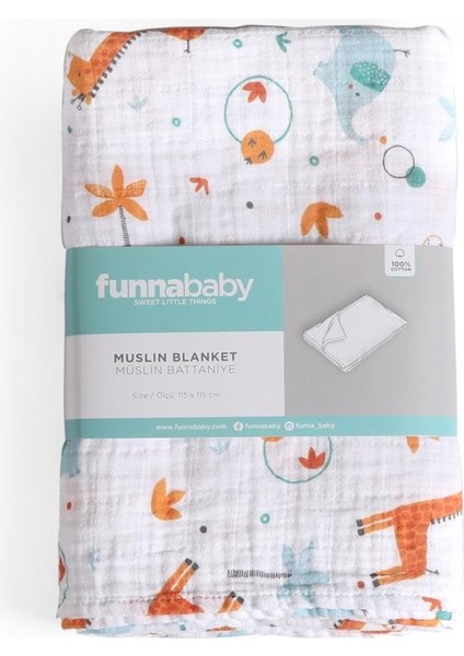 Battaniye - Giraffe - Mavi - 120 x 120 cm fiyatları