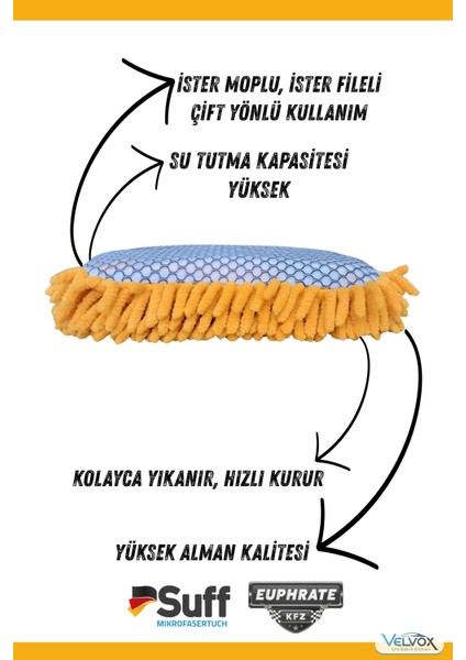Ince Moplu ve Fileli Çift Yönlü Oto Yıkama Süngeri 23X10 cm Turuncu, Oto Bezi, Araç Bezi, Köpük Süngeri fiyatları