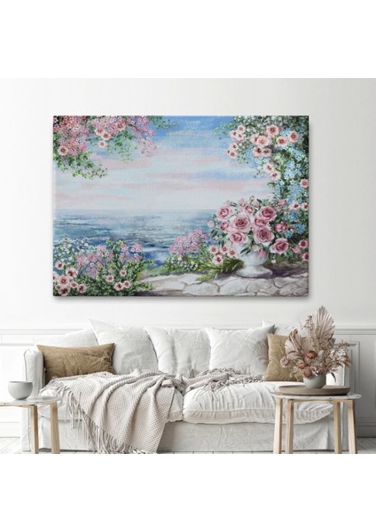 - Okyanus Manzaralı Yağlıboya Görünüm Dekoratif Kanvas Duvar TABLOSU-3509