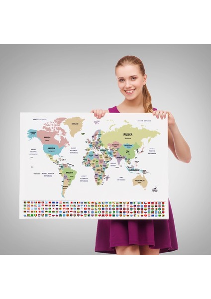 - Türkçe Dünya Haritası Kanvas Tablo Ülke Bayraklı ve Dekoratif 2384 indirimleri