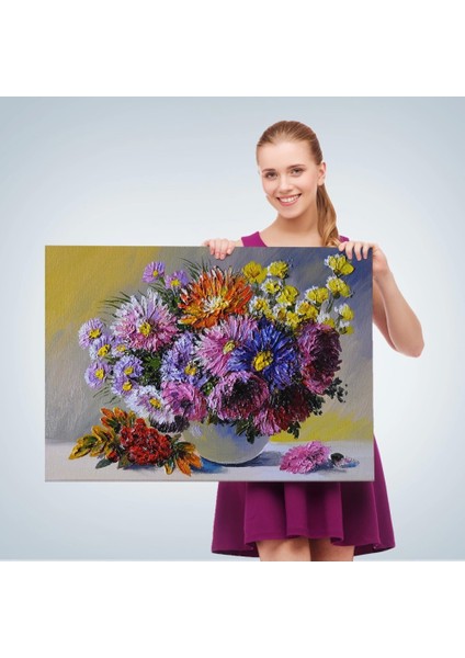 - Renkli Çiçekler Yağlıboya Görünüm Dekoratif Kanvas Duvar TABLOSU-3448 fırsatları