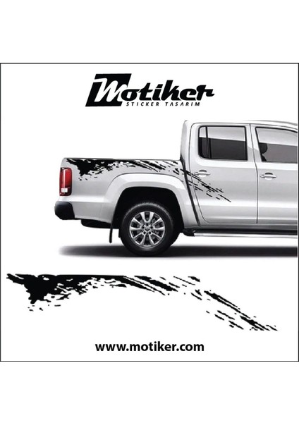 Volkswagen Amarok Dökülen Boya Desenli Stıcker Etiket Modeli